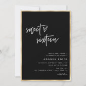 Sweet 16 Modern Script Gold Foil Black Birthday  Kaart (Voorkant)