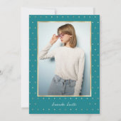 Sweet 16 Modern Script Gold Foil Blauwgroen Verjaa Kaart (Achterkant)