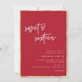 Sweet 16 Modern Script Gold Foil Red Birthday Kaart (Voorkant)