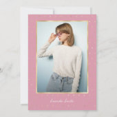 Sweet 16 Modern Script Gouden Folie Roze Verjaarda Kaart (Achterkant)