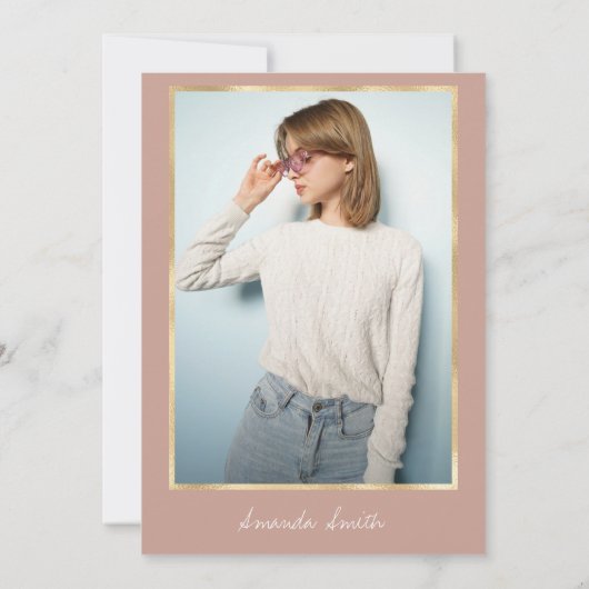 Sweet 16 Modern Script Roos Gold Foil Verjaardag Kaart (Achterkant)