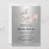 Sweet 16 Modern Silver Roos Gold High Hiel Kaart (Voorkant)