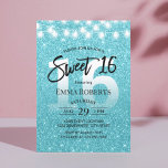 Sweet 16 Modern Turquoise Glitter Girl Birthday Kaart<br><div class="desc">Sweet 16 Modern Turquoise Glitter Girl Birthday Invitations.</div>