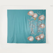 Sweet 16 Modern Turquoise Meisje 16e Verjaardag Ve Wandkleed (Voorkant (horizontaal))