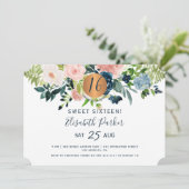 Sweet 16 moderne bloemen waterverf verjaardagsfees kaart (Staand voorkant)