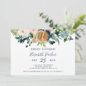 Sweet 16 moderne bloemen waterverf verjaardagsfees kaart (Staand voorkant)