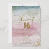SWEET 16 Moderne Glam Waterverf Gold Confetti Kaart (Voorkant)