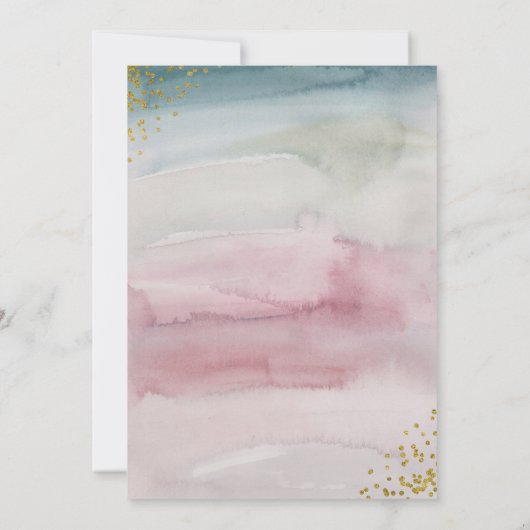 SWEET 16 Moderne Glam Waterverf Gold Confetti Kaart (Achterkant)