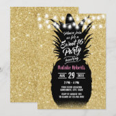Sweet 16 Moderne Glitter Pineappel Kaart (Voorkant / Achterkant)