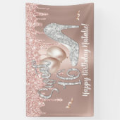 Sweet 16 Moderne Gold Drips Roos 16e verjaardag Spandoek (Verticaal)