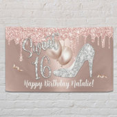 Sweet 16 Moderne Gold Drips Roos 16e verjaardag Spandoek
