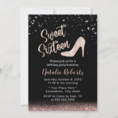 Sweet 16 Moderne Roos Gold Glitter-fotografie Kaart (Achterkant)