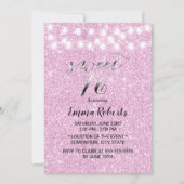 Sweet 16 Moderne roze Glitter String Lights Kaart (Voorkant)