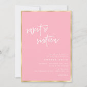 Sweet 16 Moderne Script Gold Blush Pink Birthday Kaart (Voorkant)