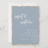 Sweet 16 Moderne Script Gold Dusty Blue Birthday  Kaart (Voorkant)