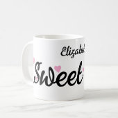 Sweet 16 naam 16e verjaardag roze koffiemok (Voorkant links)