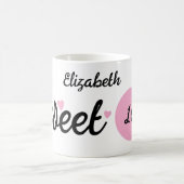 Sweet 16 naam 16e verjaardag roze koffiemok (Center)