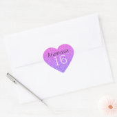 Sweet 16 Naam Age Ombre Paarse Glitter Sparkles Hart Sticker (Envelop)