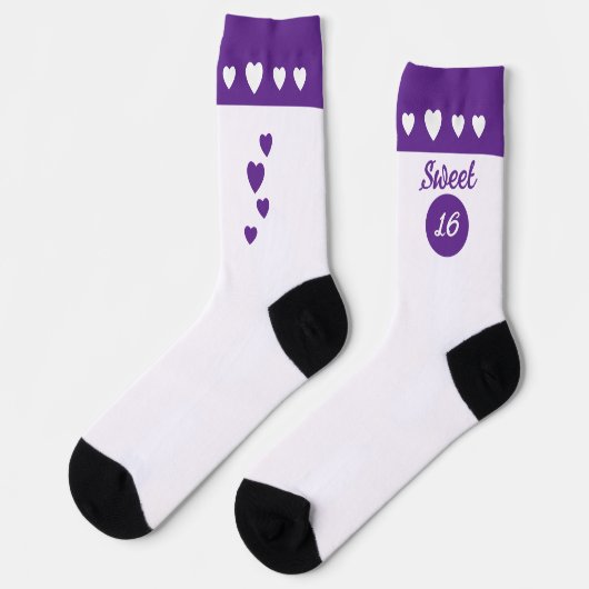 Sweet 16 naam paarse verjaardag sokken (Links)
