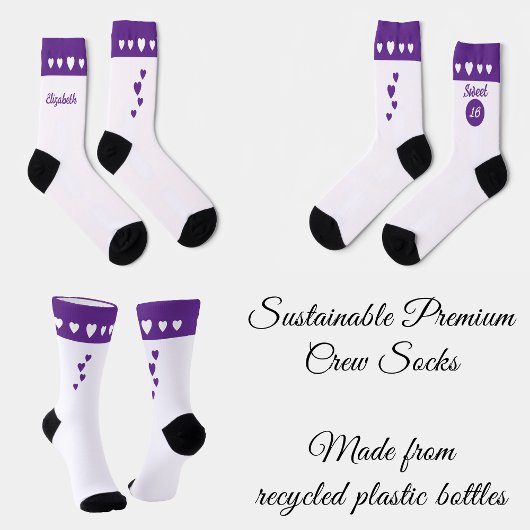 Sweet 16 naam paarse verjaardag sokken