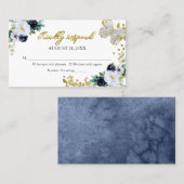 Sweet 16 Navy Blue Floral Butterfly RSVP Enclosure Visitekaartje (Voorkant / Achterkant)