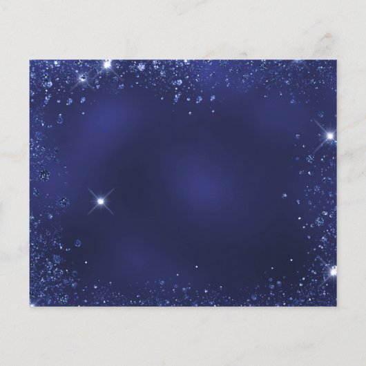 Sweet 16 navy blue glitter budget save date flyer (Achterkant)