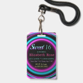 Sweet 16 Neon Birthday Party Badge (Voorzijde met lanyard)