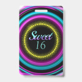 Sweet 16 Neon Birthday Party Badge (Achterkant)