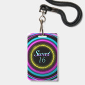 Sweet 16 Neon Birthday Party Badge (Achterkant met lanyard)