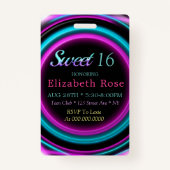 Sweet 16 Neon Birthday Party Badge (Voorkant)