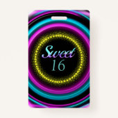 Sweet 16 Neon Birthday Party Badge (Achterkant)