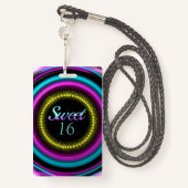 Sweet 16 Neon Birthday Party Badge (Achterkant met draagriem)