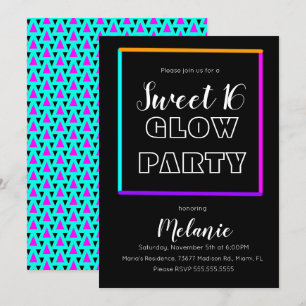 Sweet 16 Neon Gloei in het Donker Straal Pretfeest Kaart