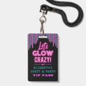 Sweet 16 Neon Glow Birthday Party Badge (Voorzijde met lanyard)