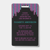 Sweet 16 Neon Glow Birthday Party Badge (Achterkant)