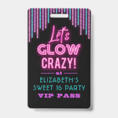 Sweet 16 Neon Glow Birthday Party Badge (Voorzijde)