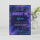 Sweet 16 Neon Glow Birthday Party Kaart (Staand voorkant)