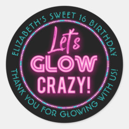 Sweet 16 Neon Glow Birthday Party Ronde Sticker