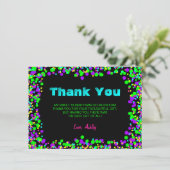 Sweet 16 Neon Glow Confetti Bedankkaart (Staand voorkant)