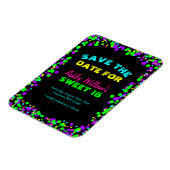 Sweet 16 Neon Glow Confetti Bewaar de datum Magneet (Linkerzijde)