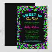 Sweet 16 Neon Glow Confetti Verjaardagsfeest Kaart (Voorkant / Achterkant)