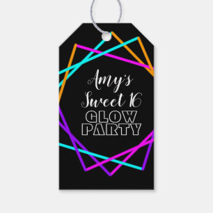 Sweet 16 Neon Glow In The Dark Bars Verjaardag    Cadeaulabel