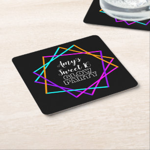 Sweet 16 Neon Glow In The Dark Bars Verjaardag  Kartonnen Onderzetters