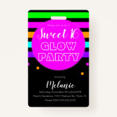 Sweet 16 Neon Glow Party Birthday Pass ID Badge (Voorkant)