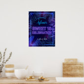 Sweet 16 Neon Glow Verjaardagsfeest Welkom Poster (Keuken)