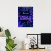 Sweet 16 Neon Glow Verjaardagsfeest Welkom Poster (Thuiskantoor)