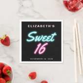 Sweet 16 Neon Lights Birthday Party Napkins Servet (Insitu)