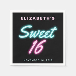 Sweet 16 Neon Lights Birthday Party Napkins Servet