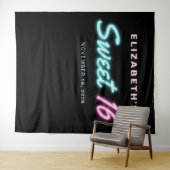 Sweet 16 Neon Lights Birthday Party Tapestry Wandkleed (In Situ (horizontaal))