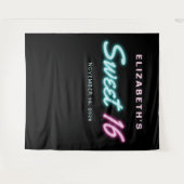 Sweet 16 Neon Lights Birthday Party Tapestry Wandkleed (Voorkant (horizontaal))